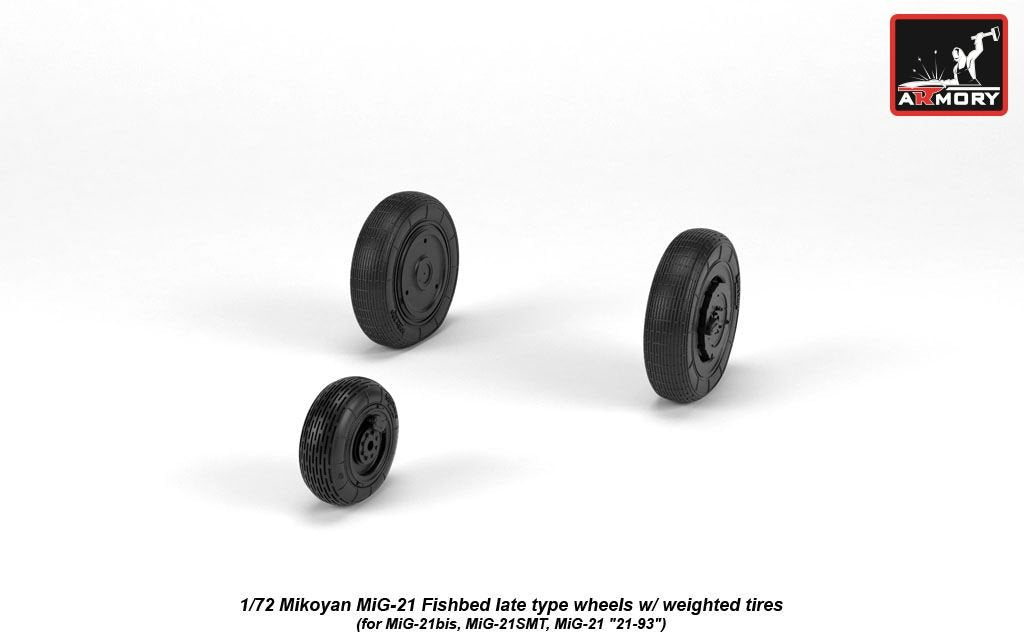 Armory Models AW72050 Roues Fishbed pour Mikoyan MiG-21 avec pneus lestés, échelle 1/72 (fin de série)