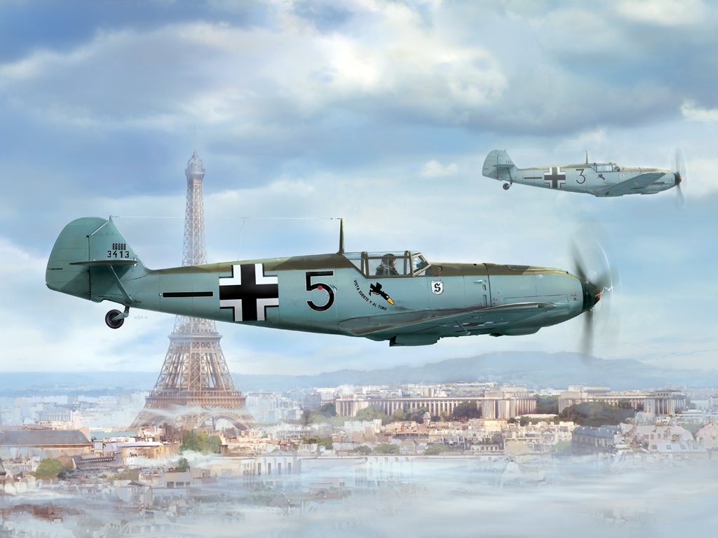 Maquette Wingsy D5-07 Chasseur allemand de la Seconde Guerre mondiale MESSERSCHMITT Bf 109 E-1 1/48