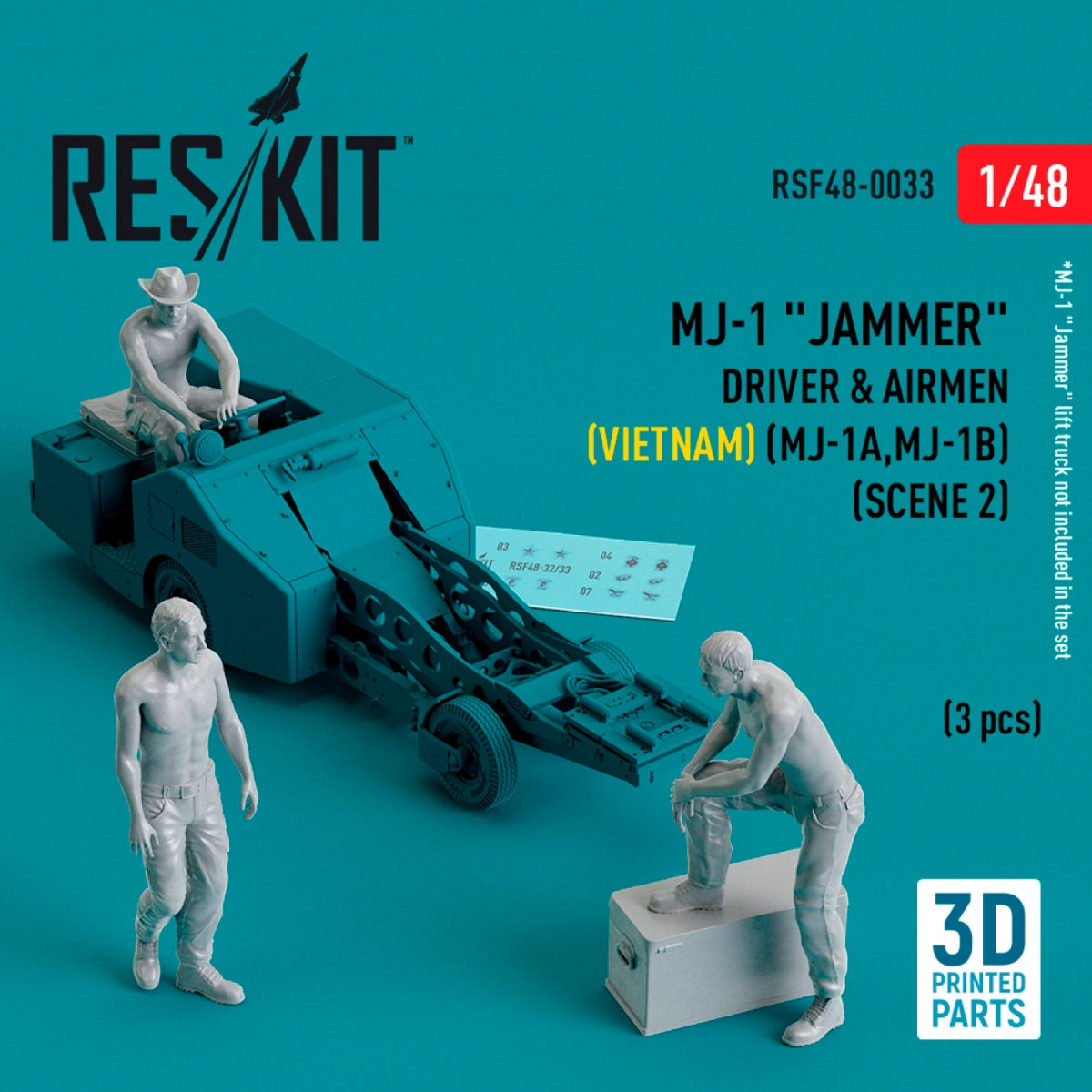 RESKIT RSF48-0033 Pilotes de brouilleur MJ-1 (Vietnam) (MJ-1A, MJ-1B) (scène 2) (3 pièces) (Impression 3D) 1/48