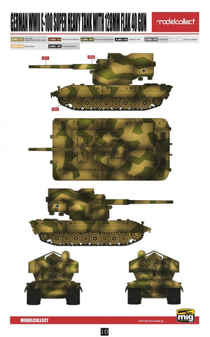 Modelcollect UA72133 Char super lourd allemand E-100 de la Seconde Guerre mondiale avec canon Flak 40 de 128 mm (1/72) – Bild 2
