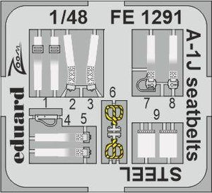 Ceintures de sécurité Eduard FE1291 A-1J en acier Tamiya 1/48