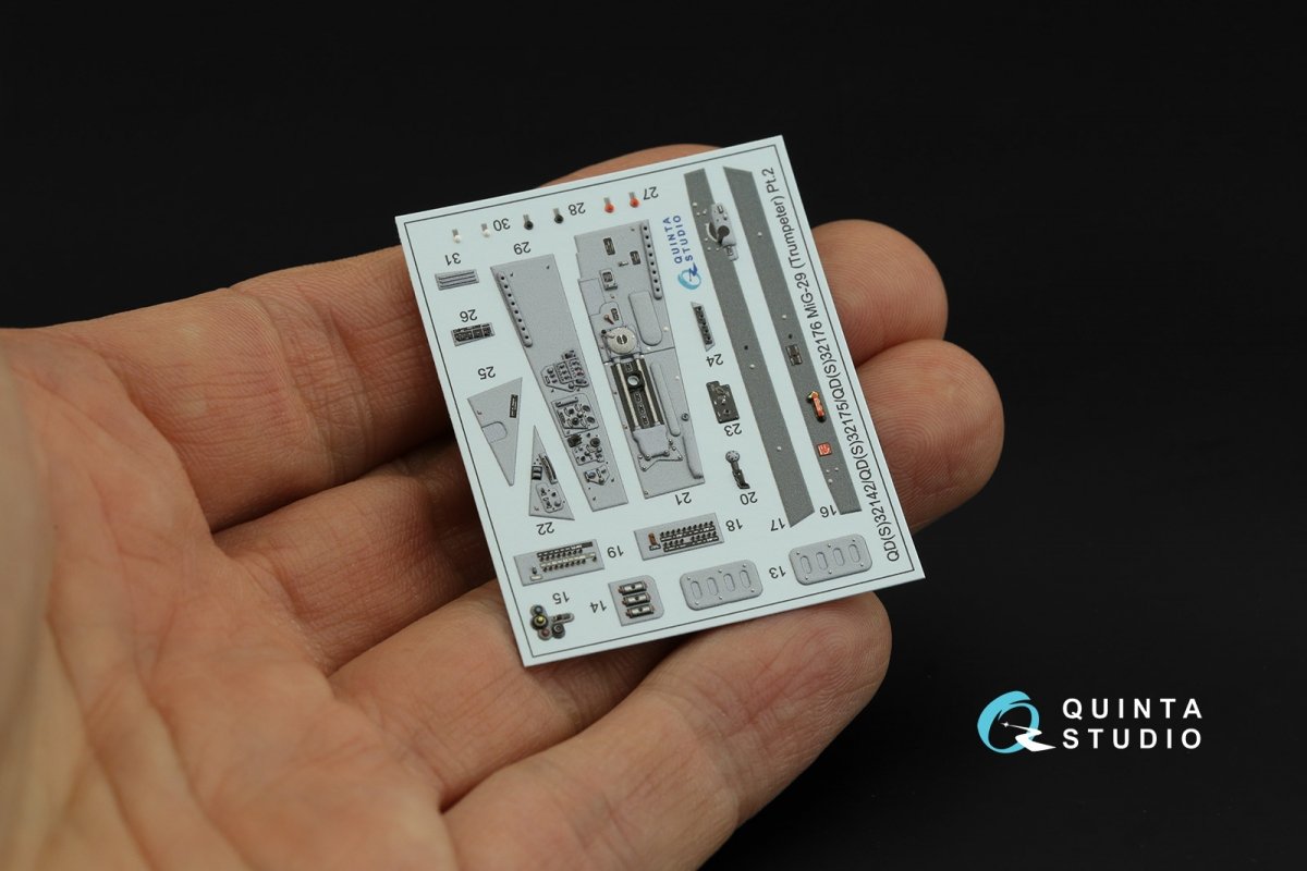 Intérieur imprimé en 3D et coloré sur papier décalcomanie pour MiG-29A de l&amp;#39;OTAN (Trumpeter), par Quinta Studio QD32176, échelle 1/32  – imagen 4
