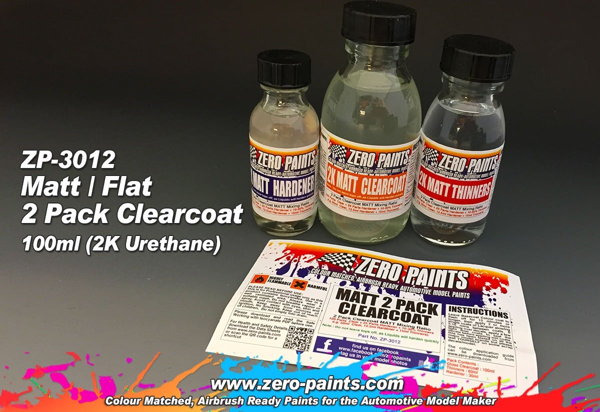 Peinture transparente mate Zero Paints ZP-3012, 2 composants, 100 ml (uréthane 2K)