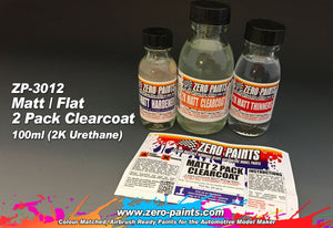 Peinture transparente mate Zero Paints ZP-3012, 2 composants, 100 ml (uréthane 2K)