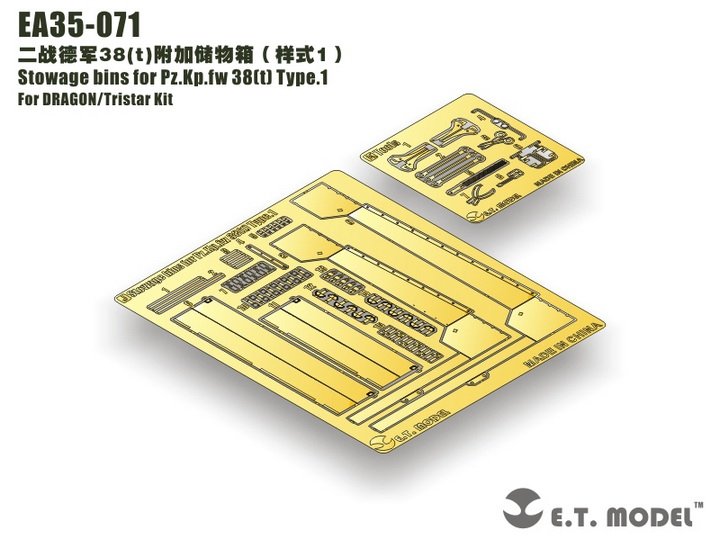 ET Modèle EA35-071 Coffres de rangement pour Pz.Kp.fw 38(t) Type.1 Pour maquette DRAGON 1/35