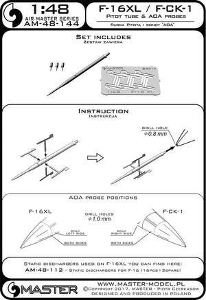 Master AM-48-144 F-16XL / F-CK-1 Prototypes Tube Pitot et sondes AOA (1/48) – Bild 4