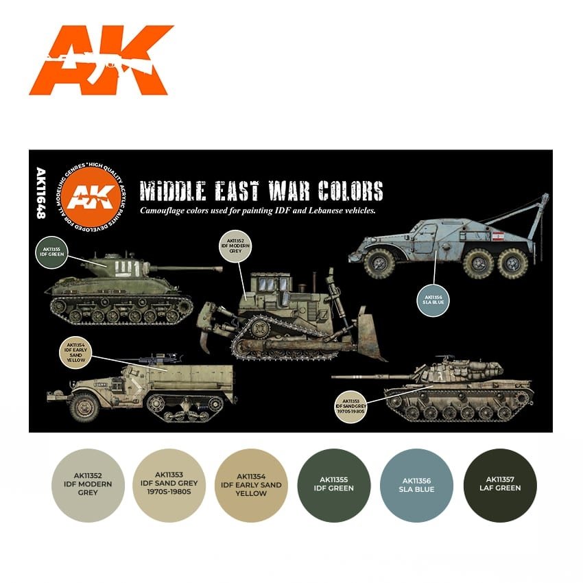 AK Interactive AK11648 3G MIDDLE EAST WAR COLORS 6x17ml – zdjęcie 2