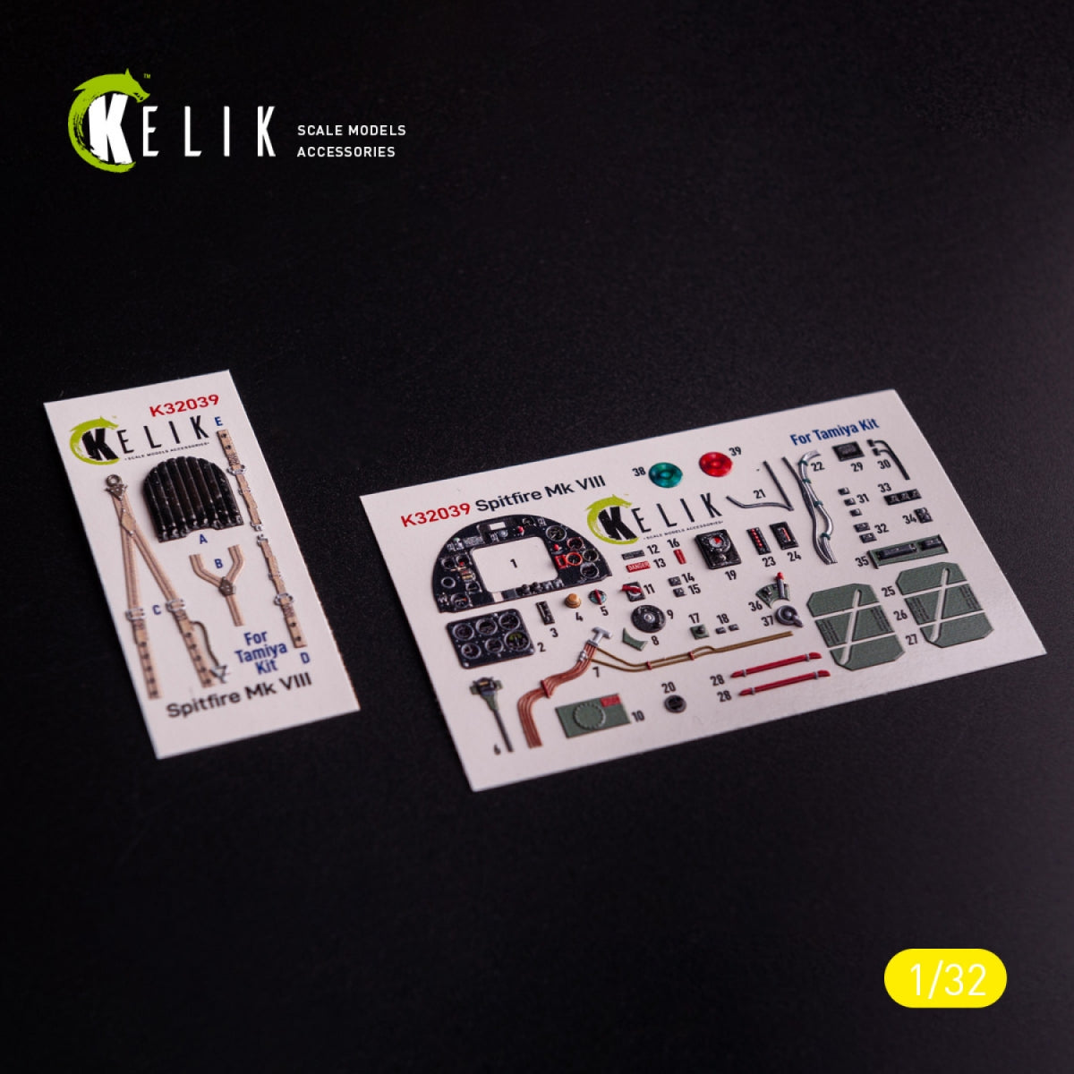 Kelik K32039 Spitfire Mk VIII - interior 3D decals for Tamiya kit 1/32