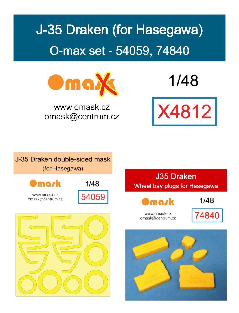 Kit Omask X4812 J35 Draken O-max pour Hasegawa 1/48