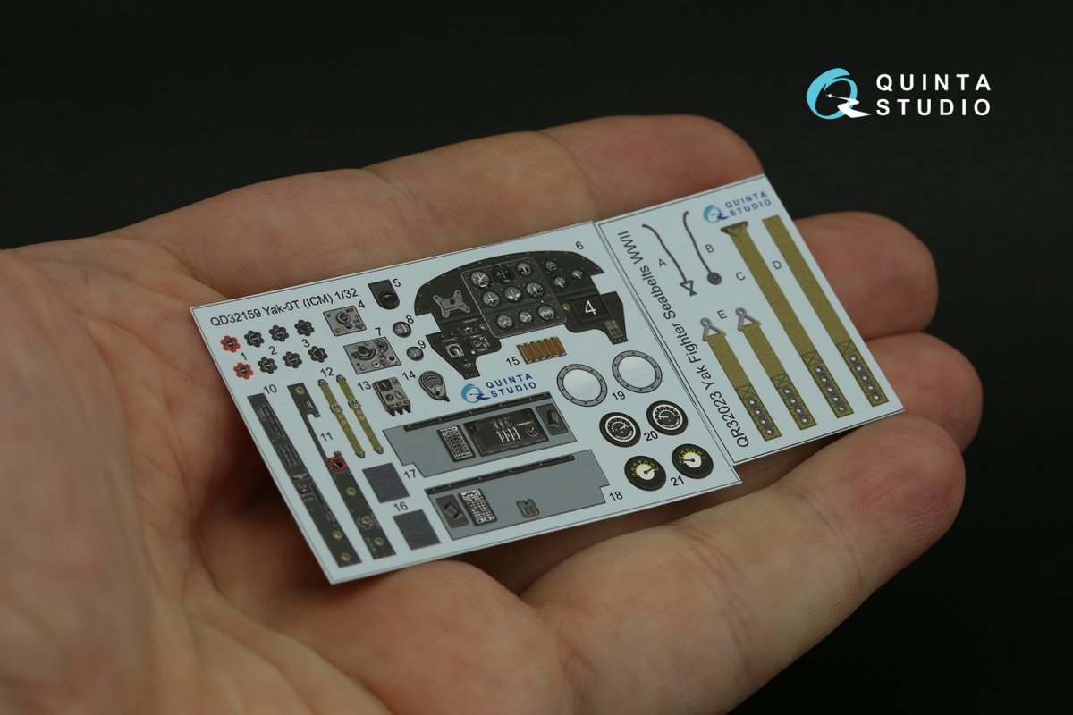 Intérieur imprimé en 3D et coloré sur papier décalcomanie (ICM) pour le Yak-9 T/K de Quinta Studio QD32159, échelle 1/32  – image 6