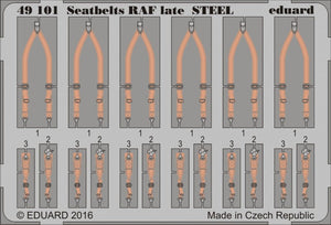 Ceintures de sécurité Eduard 49101 RAF (fin de production) en acier, échelle 1/48