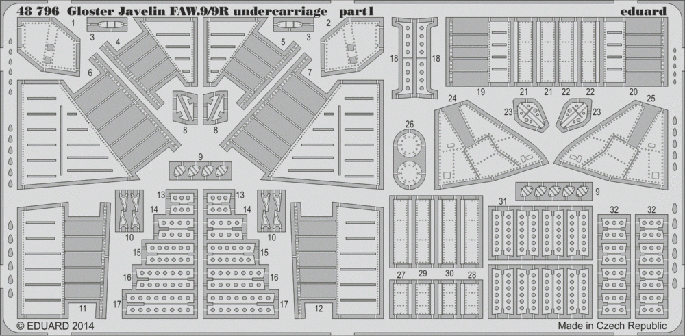 Eduard 48796 Train d&amp;#39;atterrissage Gloster Javelin FAW.9/9R AIRFIX 1/48