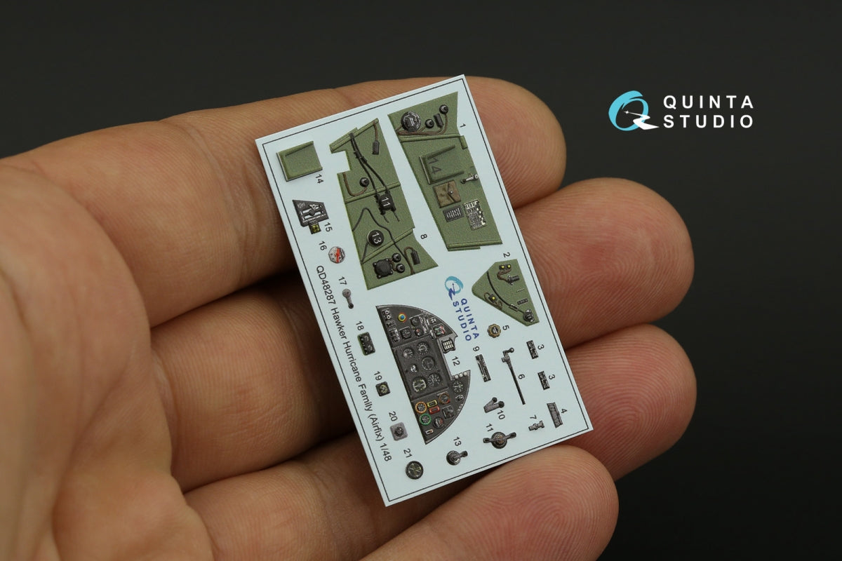 Intérieur imprimé en 3D et coloré sur papier décalcomanie pour la famille Hawker Hurricane (Airfix) - Quinta Studio QD48287 - Échelle 1/48 – image 4