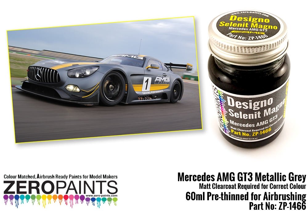 Peinture Zero Paints ZP-1466 Mercedes AMG GT3 Gris métallisé (mat) 60 ml