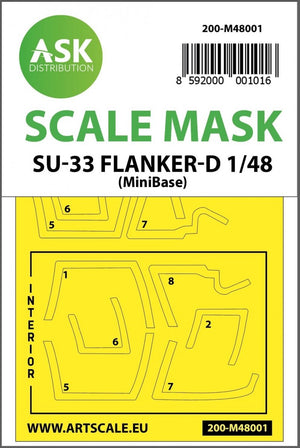 Masque de peinture double face ASK M48001 Su-33 Flanker D pour Minibase 1/48