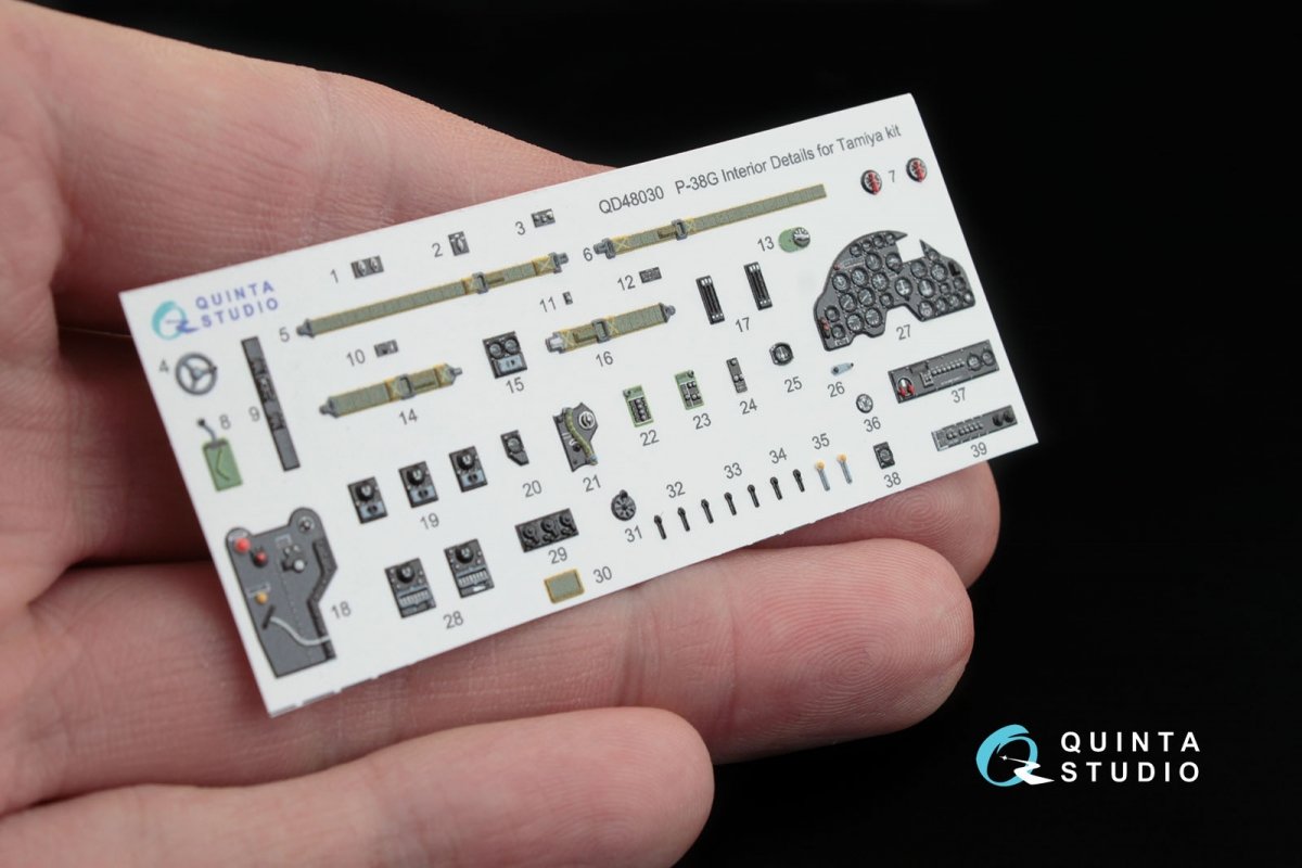 Intérieur imprimé en 3D et coloré sur papier décalcomanie Quinta Studio QD48030 P-38G (pour maquette Tamiya) 1/48 – image 2