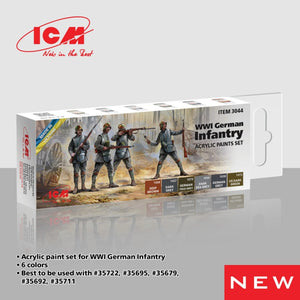 ICM 3044 Coffret de peinture acrylique pour infanterie allemande de la Première Guerre mondiale, 12 ml x 6