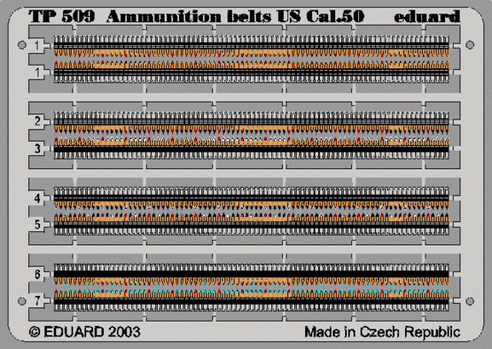 Bandes de munitions Eduard TP509, calibre US 0,50, 1/35