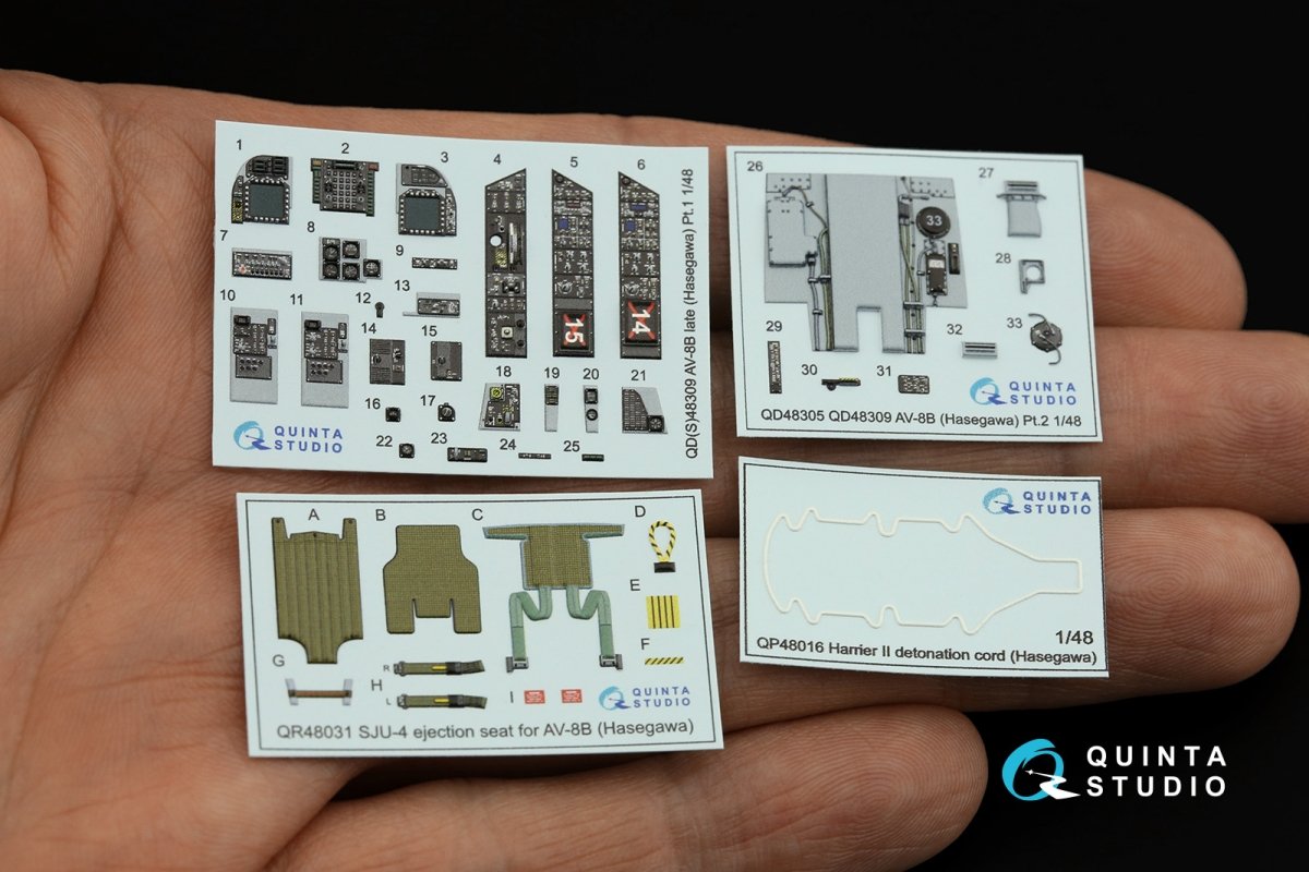 Intérieur imprimé en 3D et coloré sur papier décalcomanie Quinta Studio QD48309 AV-8B Late (Hasegawa) 1/48 – Bild 2
