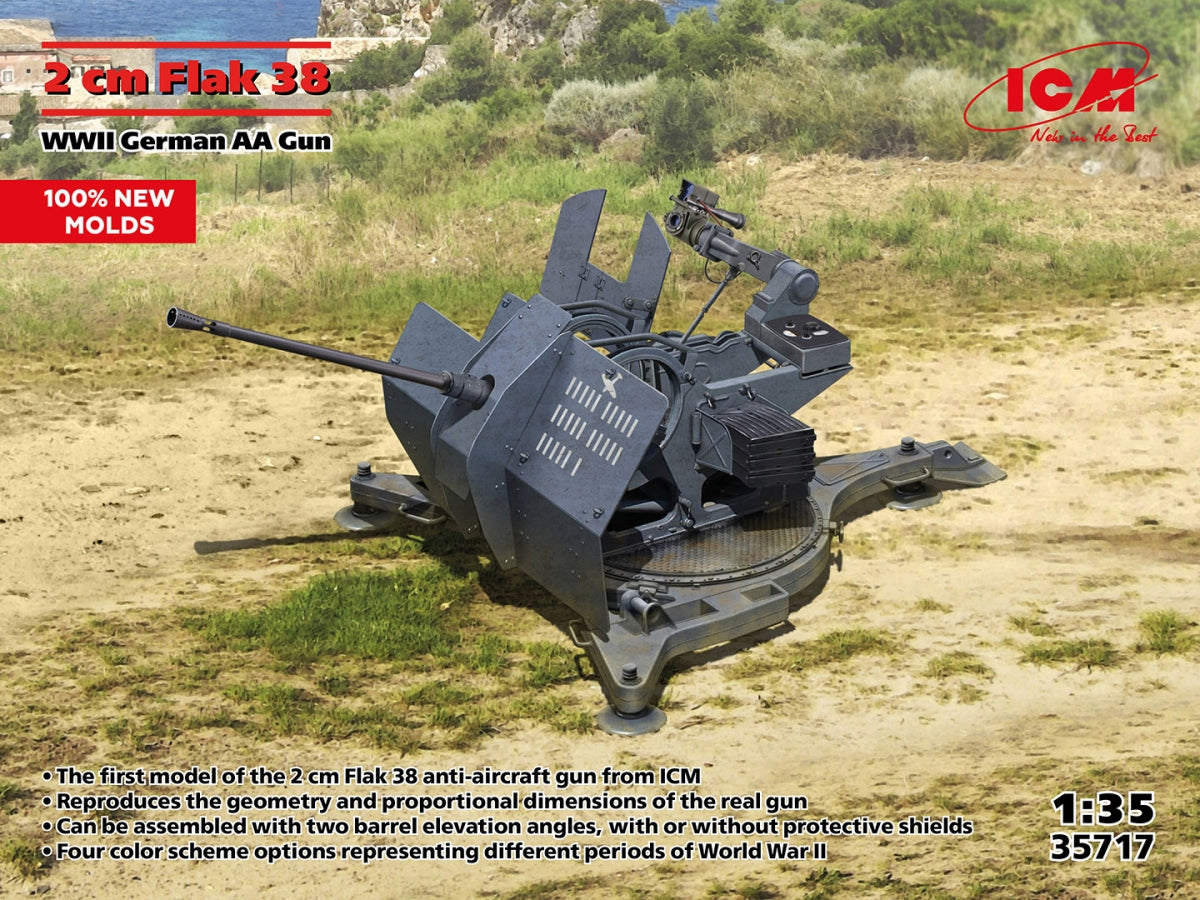 ICM 35717 Flak 38 Canon antiaérien allemand de la Seconde Guerre mondiale, échelle 1/35