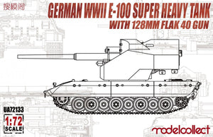 Modelcollect UA72133 Char super lourd allemand E-100 de la Seconde Guerre mondiale avec canon Flak 40 de 128 mm (1/72)