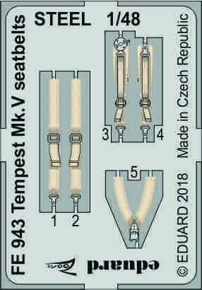 Ceintures de sécurité Eduard FE943 Tempest Mk. V en acier, échelle 1/48, Eduard