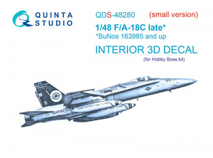 Intérieur imprimé en 3D et coloré sur papier décalcomanie Quinta Studio QDS-48280 F/A-18C (version tardive) (petite version) 1/48