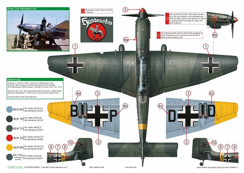 Décalcomanies Exito ED72004 Luftwaffe Ground Attackers vol.1 - Ju 87 D-3, Hs 129, Fw 190F-8 1/72  – image 5