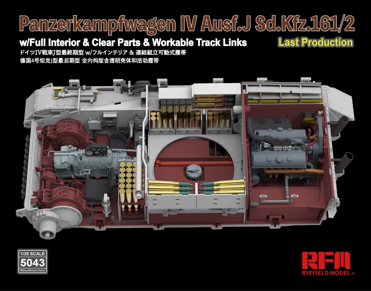 Rye Field modèle 5043 Panzerkampfwagen IV Ausf.J Sd.Kfz.161/2 (avec intérieur complet, pièces transparentes et maillons de piste de travail) 1/35 – image 8