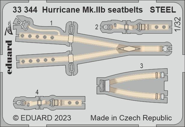 Ceintures de sécurité Eduard 33344 Hurricane Mk. IIb en acier Revell 1/32 