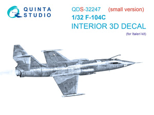 Intérieur imprimé en 3D et coloré sur papier décalcomanie Quinta Studio QDS-32247 F-104C (Italeri) (Petite version) 1/32