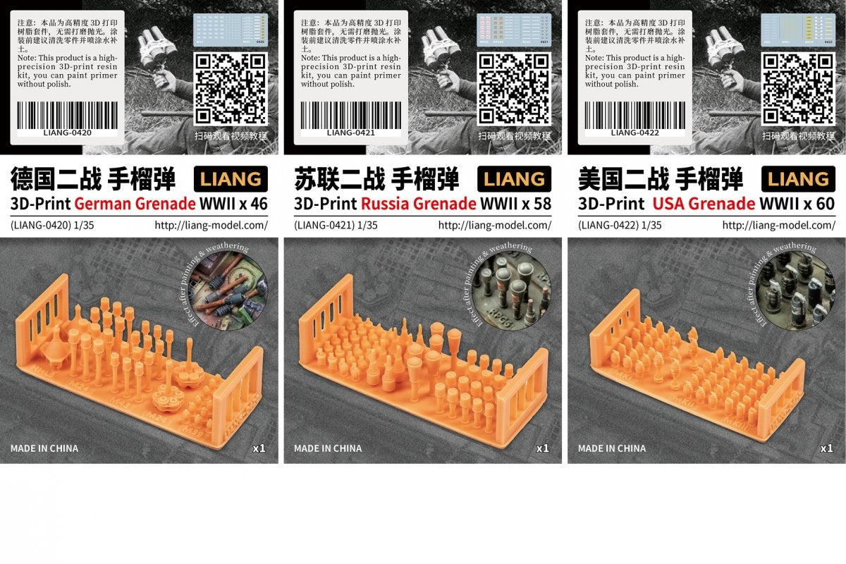 Liang 0422 Grenade américaine imprimée en 3D Seconde Guerre mondiale x 60 1/35 – immagine 3