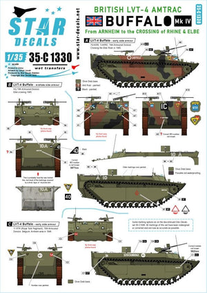 Star Decals 35-C1330 LVT-4 Buffalo Mk IV britannique. D&amp;#39;Arnheim au croisement du Rhin et de l&amp;#39;Elbe. Échelle 1/35