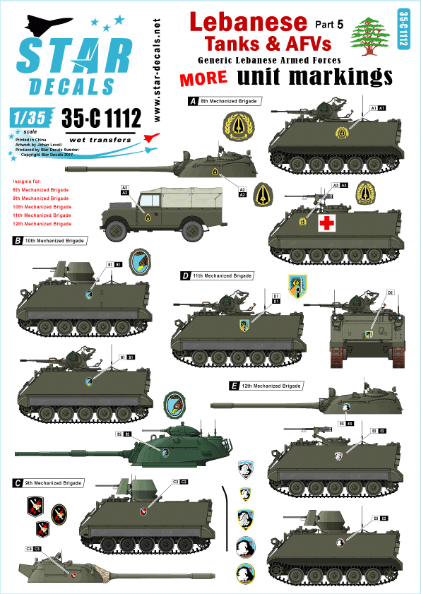 Star Decals 35-C1112 Chars et véhicules blindés libanais 5 1/35