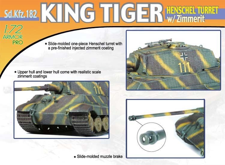 Dragon 7240 King Tiger Tourelle Henschel avec Zimm. (1/72) – image 3