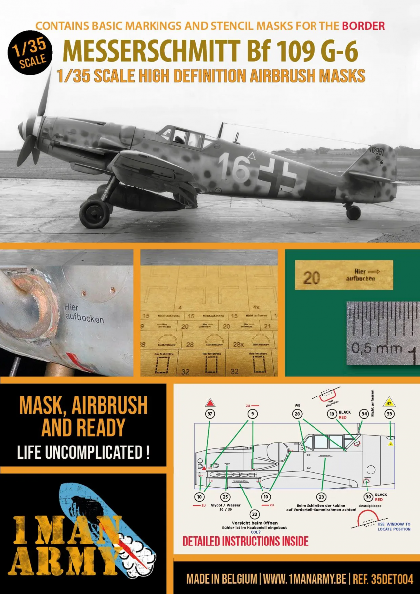 1 Man Army 35DET004 Messerschmitt Bf 109 G-6 (Border) 1/35 