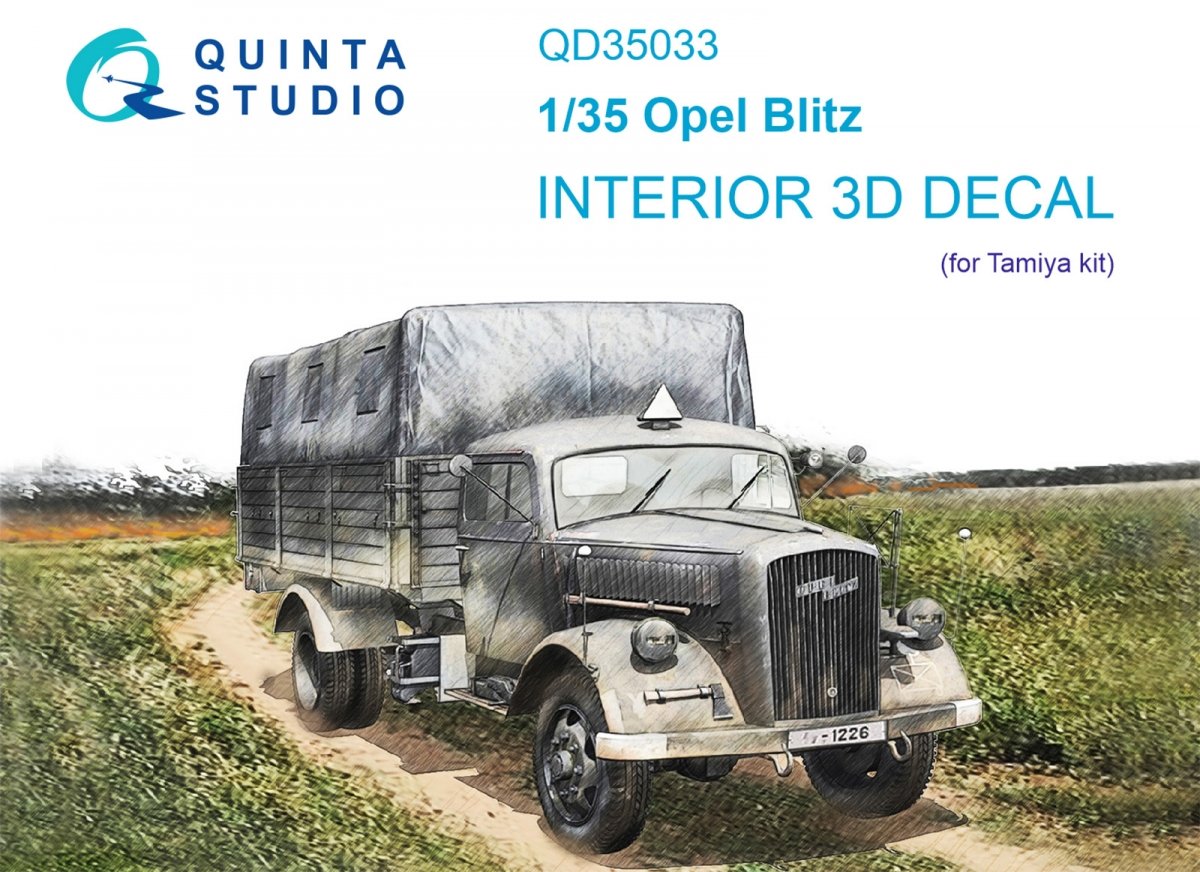 Quinta Studio QD35033 Opel Blitz 3D-Printed &amp; colored Interior on decal paper (Tamiya) 1/35