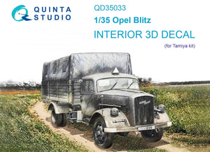 Intérieur imprimé en 3D et coloré sur papier décalcomanie Quinta Studio QD35033 Opel Blitz (Tamiya) 1/35