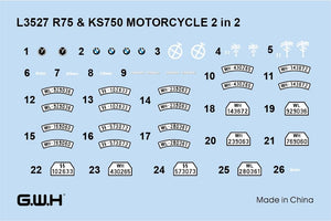 Great Wall Hobby L3527 Motos allemandes de la Seconde Guerre mondiale R75 et KS750 2 en 2 1/35 – imagen 4