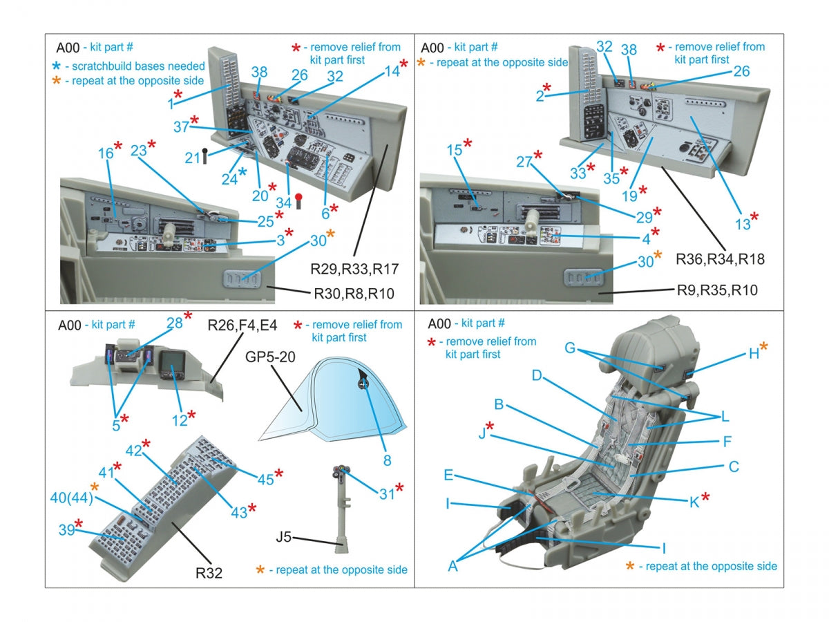 Intérieur imprimé en 3D et coloré du MiG-29UB (Trumpeter) de Quinta Studio QD32227, échelle 1/32 – immagine 3