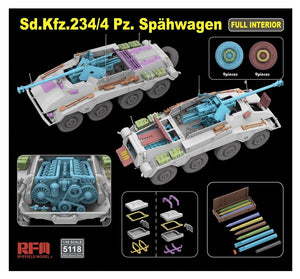 Modèle de champ de seigle 5118 Sd.Kfz. 234/4 pièces. Spähwagen avec intérieur complet 1/35 – immagine 4