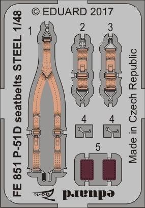 Ceintures de sécurité Eduard FE851 P-51D en acier MENG 1/48