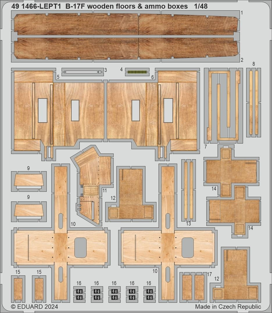 Eduard 491466 B-17F planchers en bois caisses de munitions EDUARD 1/48