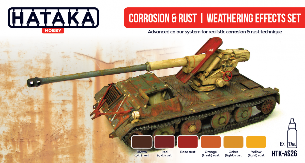 Hataka HTK-AS26 Kit d&amp;#39;effets de vieillissement par corrosion et rouille (6 x 17 ml)