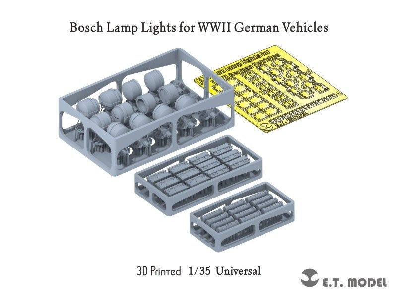 Phares Bosch ET Model P35-208 pour véhicules allemands de la Seconde Guerre mondiale (impression 3D) à l'échelle 1/35