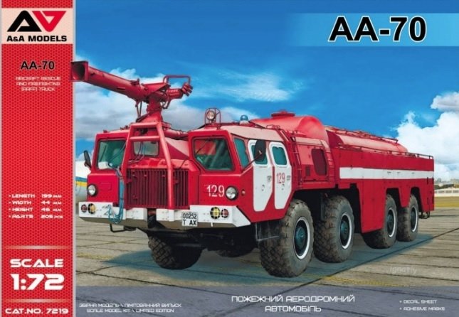 Camion de sauvetage et de lutte contre l&amp;#39;incendie d&amp;#39;aéronefs (ARFF) A&amp;amp;A Models 7219 AA-70, échelle 1/72