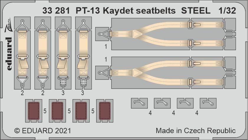 Ceintures de sécurité Kaydet Eduard 33281 PT-13 en acier RODEN 1/32