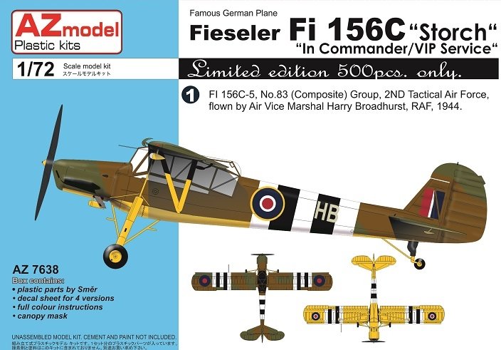 Maquette AZ7638 Fieseler Fi-156C Storch « Commander/VIP Service » 1/72