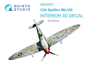 Intérieur imprimé en 3D et coloré sur papier décalcomanie pour Spitfire Mk.VIII (Airfix) - Quinta Studio QD24021 - Échelle 1/24