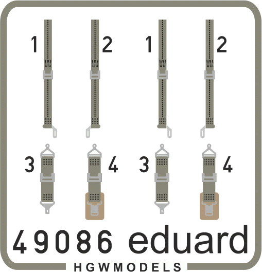 Ceintures de sécurité Eduard 49086 USN Seconde Guerre mondiale vertes SUPERFABRIC 1/48